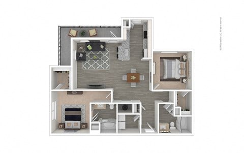 Floor plan for 2 beds, 2 baths, 1218 sqft
